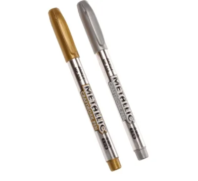 Gold Silver Metallic Permanent Marker Pens 1.5mm Tip 2mm Writing Width for Cards Writing Signature Lettering Metallic Paint