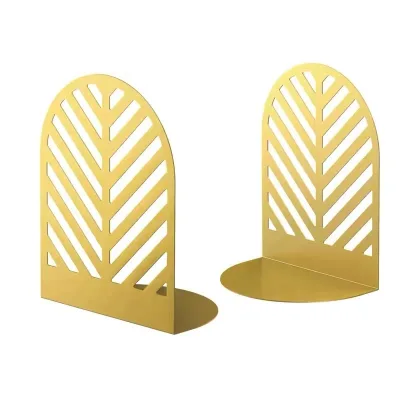Home & Office Luxury Color Decorative Metal Gold Book Holders Bookend for Shelves