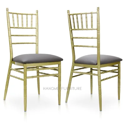 Guangzhou Factory Production Fixed Cushion Wedding Aluminum Chiavari Chair HM-W63