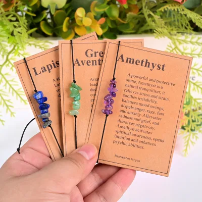 Wholesale Natural Crystal Healing Chips Bracelet with Cards