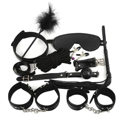 Factory Price Pleasure Pu Leather Neck Handcuffs Ankle Cuffs Tools Couples Adult Sex Toys Bsdm Sex Bondage Set