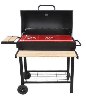 Barbacoa Plegable Con Ruedas Para Exteriores Barril De Acero Negro Barbacoa Grande Parrilla Barbecue Smoker BBQ Charcoal Grill