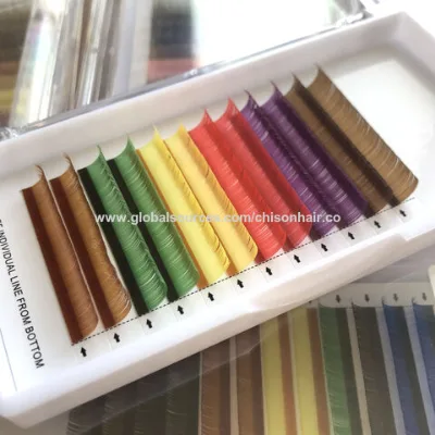 Wholesale Individual Brown Lashes, colored lash extension, color silk eyelash tray, individual lashes
