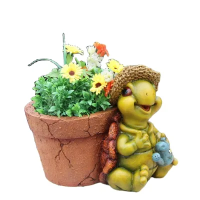 Cute Animal Labor Tortoise Statue for Spring Garden Decoration Outdoor Magnesia Potted Flower Pot Ornaments