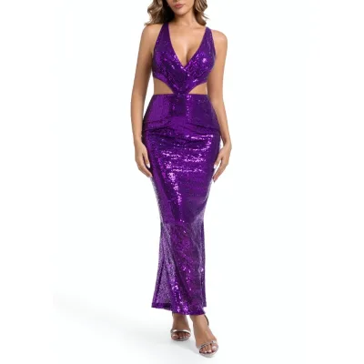 Summer Simple Breathable Sequin Spaghetti Strap Pencil Natural Waist Party Above Knee Dress
