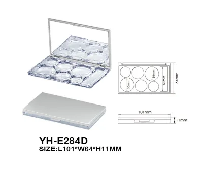 Cute 3 ice cream pan plastic eyeshadow case palette custom empty eyeshadow packaging rectangle clear eyeshadow case