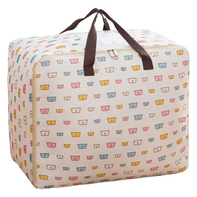 Portable Handle Double Zipper Storage Bag for Quilt Foldable Blanket Clothes Storage Organizer