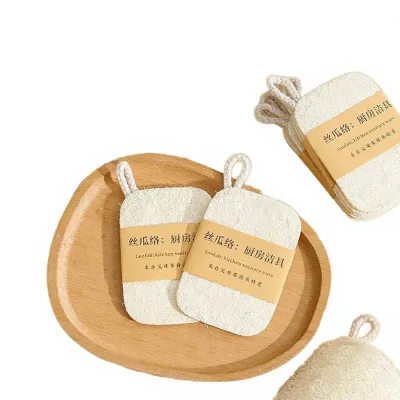 Natural Square Loofah Sponge Sustainable Household Kitchen Cleaning Scouring Pad for Pots and Dishes Cloth Washing