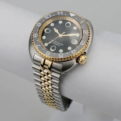 High Quality 20ATM 316L Stainless Steel Polish Turtle 4H Clock Screw Tube Diving Wrist Watch Case Accessory