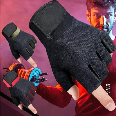 Polyester Half-Finger Design Non-Slip Breathable Dumbbell Gym Equipment Use Mens Womens Weightlifting Palm Fitness Gloves