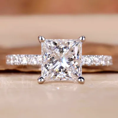 18k White Lab Diamond Ring Round Lab Grown Diamond Ring