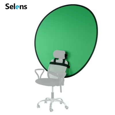 Selens 150cm Collapsible Green Blue 2 in 1 Pop up Circle Round Backdrop Double Sided Chair Screen Chromakey for Zoom Live Stream