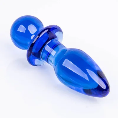Premium Soft Waterproof Blue Glass Anal Trainer Perfect Butt Plug Anal Massager Adult Toy Kegel Exercise