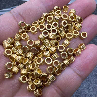 2026 DIY Jewelry Accessories Wholesale 18K Gold-Plated Matte Gold Cylindrical Loose Alloy Spacers