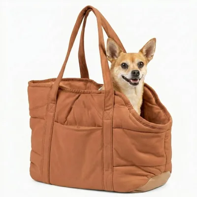 Cozy Soft Fashion Dog Tote Bag for Dogs Under 15 lb with Safety Harness Clip Water Resistant Polyester