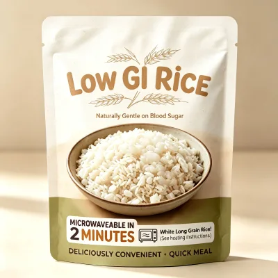 Popular Healthy Instant Meal Low GI Cooked Rice Microwave 2 Minutes Quick Ready Meals Custom Brand