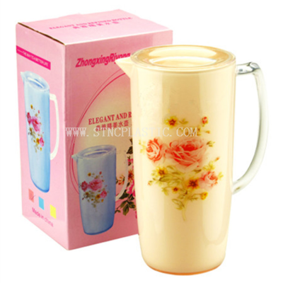 elegant rose design plastic jug water jug with lid 1.8L