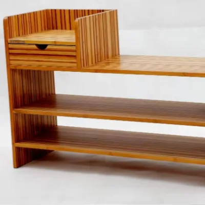 Bamboo Shoe Rack Bench 2-Tier Storage Seat Entryway Organizer for Shoes Bags Books Eco-Friendly Durable Natural Wholesale OEM