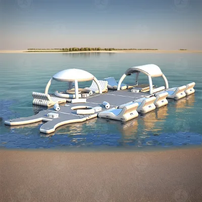 Drop Stitch Giant 6 Person Inflatable Floating Dock Water Swimming Sea Platform for Lake With Tent