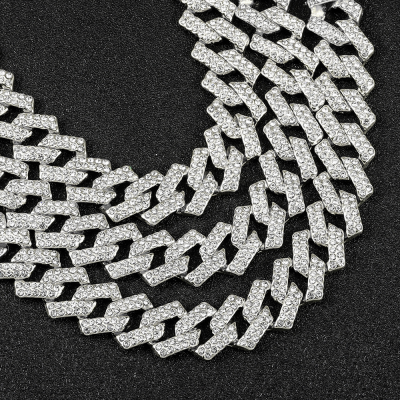 Men's Women's Hip-Hop Style Cuban Chain Full Diamond European American Alloy Material Trendy Personalized Hiphop Cool Party