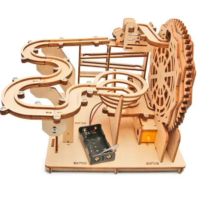 DIY Technology Small Wooden Electric Track Ball for Primary Secondary School Students Unisex Hand-Made Building Educational Toy