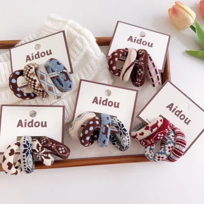New Autumn Winter Christmas Towel Fabric High Elastic Hair Tie with Print Ponytails Hair Ring  Gentle on Hair Durable Hair Band