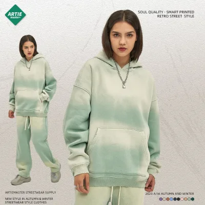 2024 Autumn Winter Men's Clothing Artie's New 360g Thickened Distressed Hooded Sweatshirt 2024 Autumn Winter New Pure Color