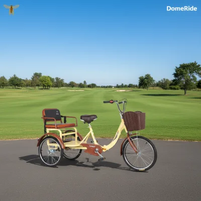 Adult & Elderly Self-Propelled Folding Bicycle Recreational Pedicab with Leisure Commute for Pick-up of Children and Passengers