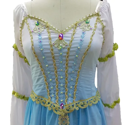 Hot Sale Professional High Quality Custom Size Adult Ombre Blue Dance Performance Wear Lyrical Ballet Costumes
