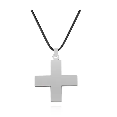 Cool Vintage Stainless Steel Cross Pendant Necklace for Men Women Punk Hip Hop Style with Leather Charm Perfect Anniversary Gift