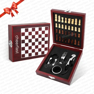 Custom Red Wine Tools Set and Wine Opener Pourer Kit Wine Accessories Wooden Box Set