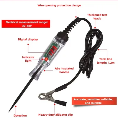 Automotive Test Pen LED Test Light Digital Display 12V 24V 70V Car Repair Circuit Fuse Tester Voltage Tester