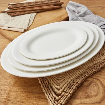Trending Hot Products Korean Style Fashionable Cheap Plates Hotelware White Porcelain Wedding Party Dinner
