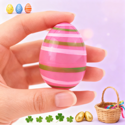 Plastic Colorful Printed Easter Egg Easter Party Favors Holiday Supplier Gold Egg Easter Decoration Plastic Easter Egg