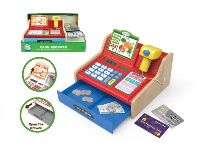 SALLY'S LOVE Wooden Kids Cash Register Pretend Toys for Kids & Kindergarten
