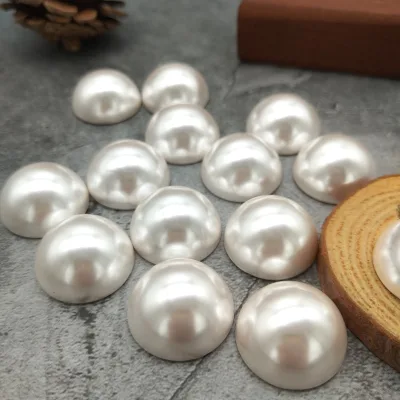 318mm Synthetic (Lab Created) Pearl-Like Shell Beads Flat Backs; Round Shape Jewelry Making Loose Beads