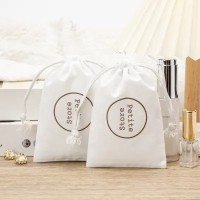 Durable Cotton Cosmetic Skin Care Pouch with White Cotton Ropes Customizable Logo Printing for Soap and Gift Giving