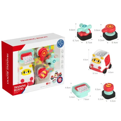 Hot Selling Sensory Babies Cartoon Car Training Blocks Educational Montessori Toys 2024
