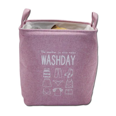DEQI custom durable square collapsible  pink linen hotel  laundry storage box basket organizer bag