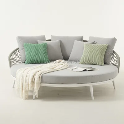 Luxury Resort Hotel Poolside Lounge Bed Rope Big Round Sunbed for Double Person