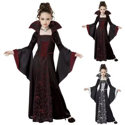 2024 Halloween Fashion Kids Girls Witch Costume Hot Carnival Dress Party Performance Clothing Featuring Character Suits Kids