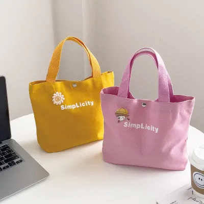 2026 New Arrival Hand-Held Woven Fabric Canvas Polyester-Cotton Tote Bag Korean-Style Instagram-Inspired Minimalist Letter Print