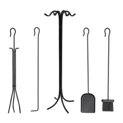Fireplace Companion Set, Wrought Iron Fireplace Fireside Tool Set, Fireset Fire Pit Stand Holder with Tools Kit Sets