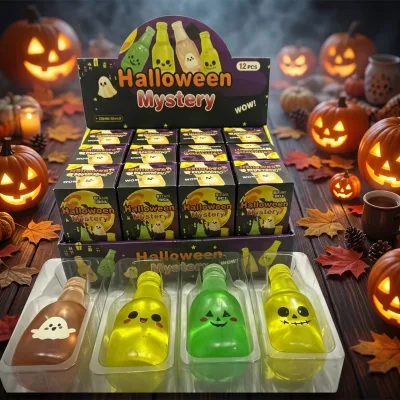 2026 Hot Sale Halloween Beer Bottle Maltose Stress Relief Squishy Toy Novelty Gag Squeeze Toy for Halloween Gift
