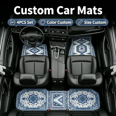 Universal Custom Printed Car Floor Mats with Personalized Logo, Easy Install Anti Slip Carpet Mats for Most Vehicle Models