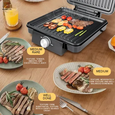 Electric Large Double-Sided Heating Steak Maker Panini Toaster Cross-Border Household Adjustable-Temperature Non-Stick Coating