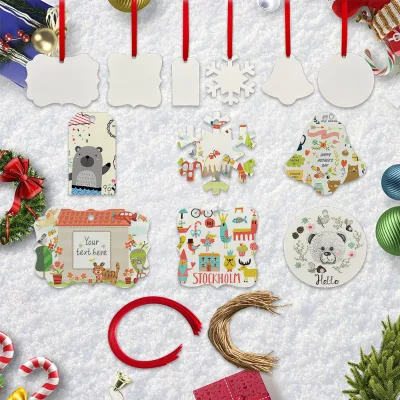USA Custom Photos Printed Round Sublimation Blanks Pendants Christmas Sublimation Blanks Pendants for White Sublimation Transfer