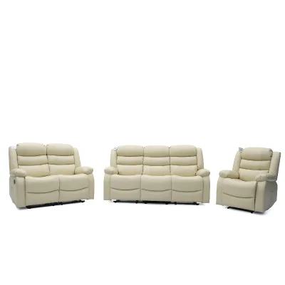 Geeksofa UKRF British Design Air Leather 3+2+1 Manual Recliner Motion Sofa With Optional Drop Table and Side Pockets for Resale