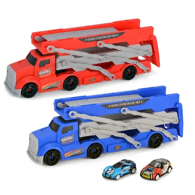 KSF Diecast Plastic Ejection Track Friction Toy Vehicle Carrier Truck for Car Transport Ages 2-13 Unisex