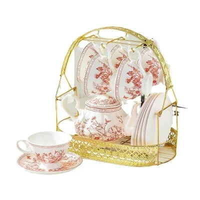 OEM Ceramic Porcelain Classic Tea Set Gift with Flower Design for Luxury Hotels and Restaurants Wholesale